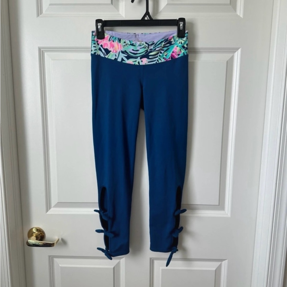 Lilly Pulitzer Noelani Weekender Cropped Leggings Inky Navy Slathouse Size Small